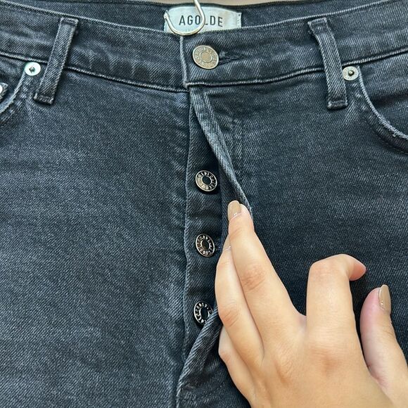 Agolde Nico High Rise Black Wash Slim Jeans - Picture 5 of 12